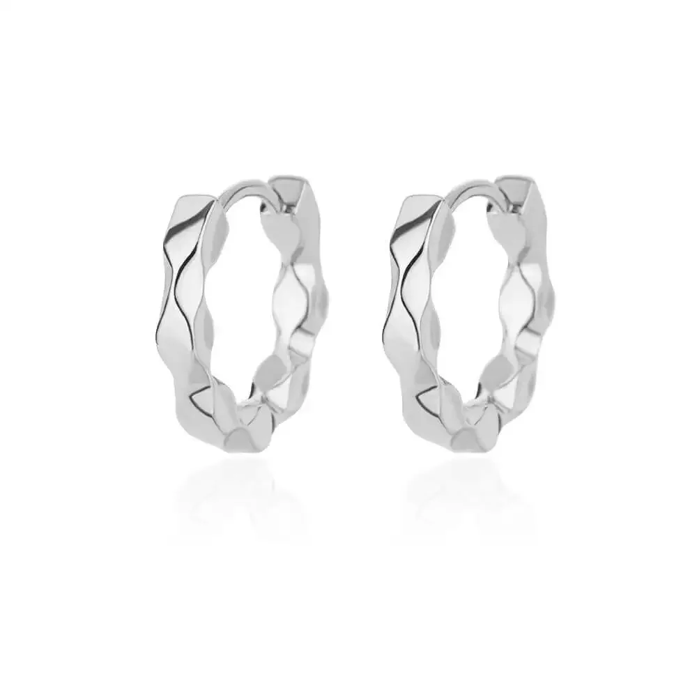 Anenjery Wholesale Small Elegant Jewelry Party Gifts For Women Girls Silver Color Twist Hoop Earrings