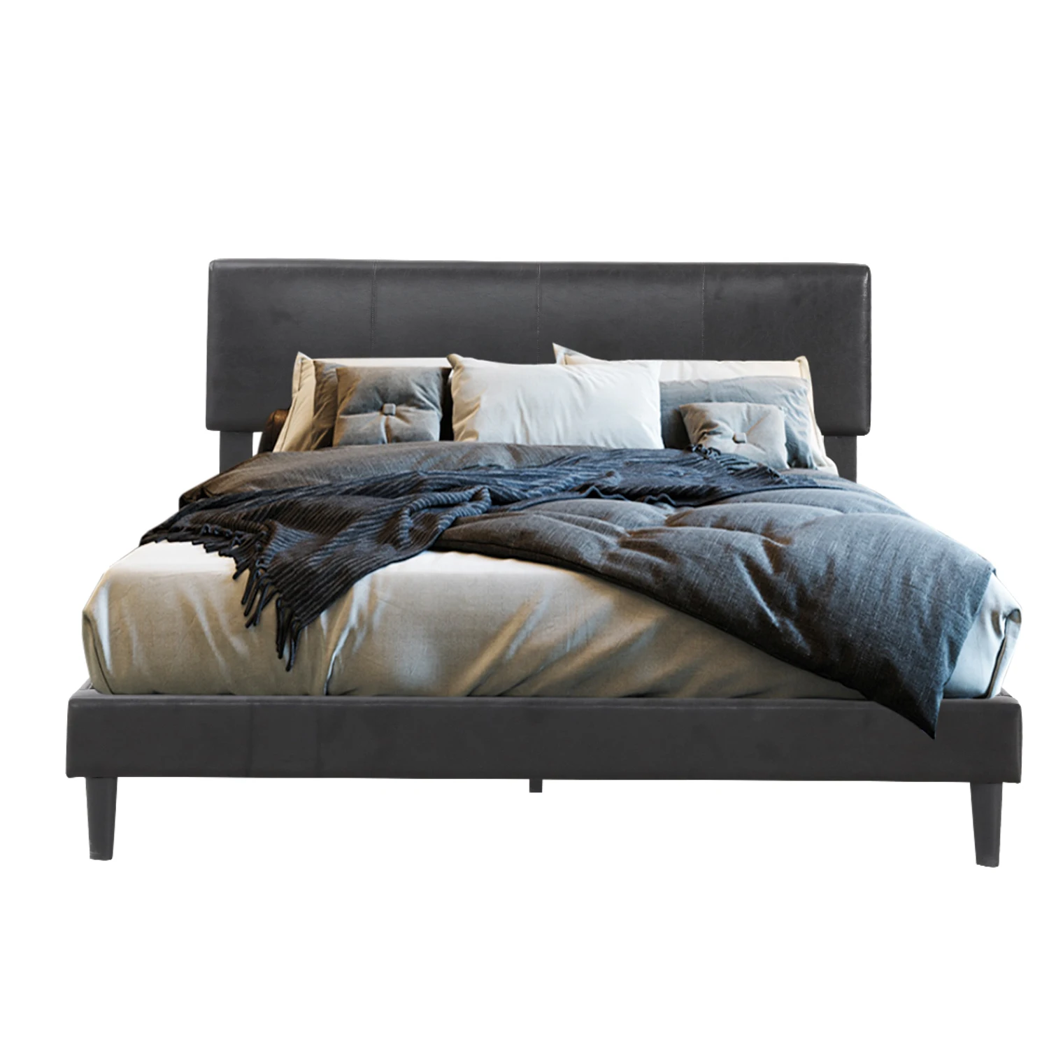 Hottest Sales upholstered faux leather platform beds, Bed Frame upholstered luxury