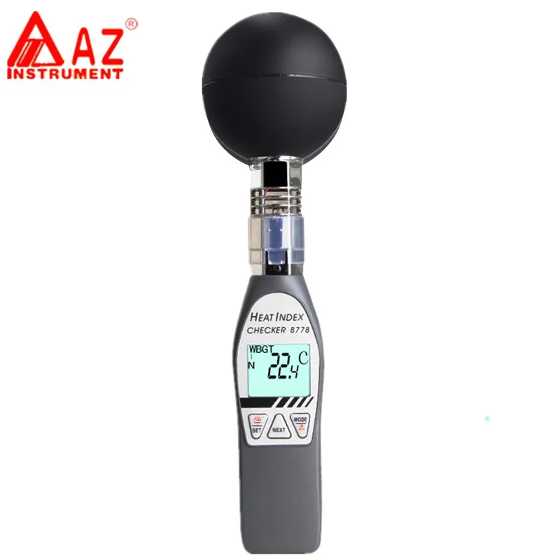 AZ8778 Portable Wet Bulb Globe Temperature WBGT Heat Stress Monitor with 75 mm Black Ball