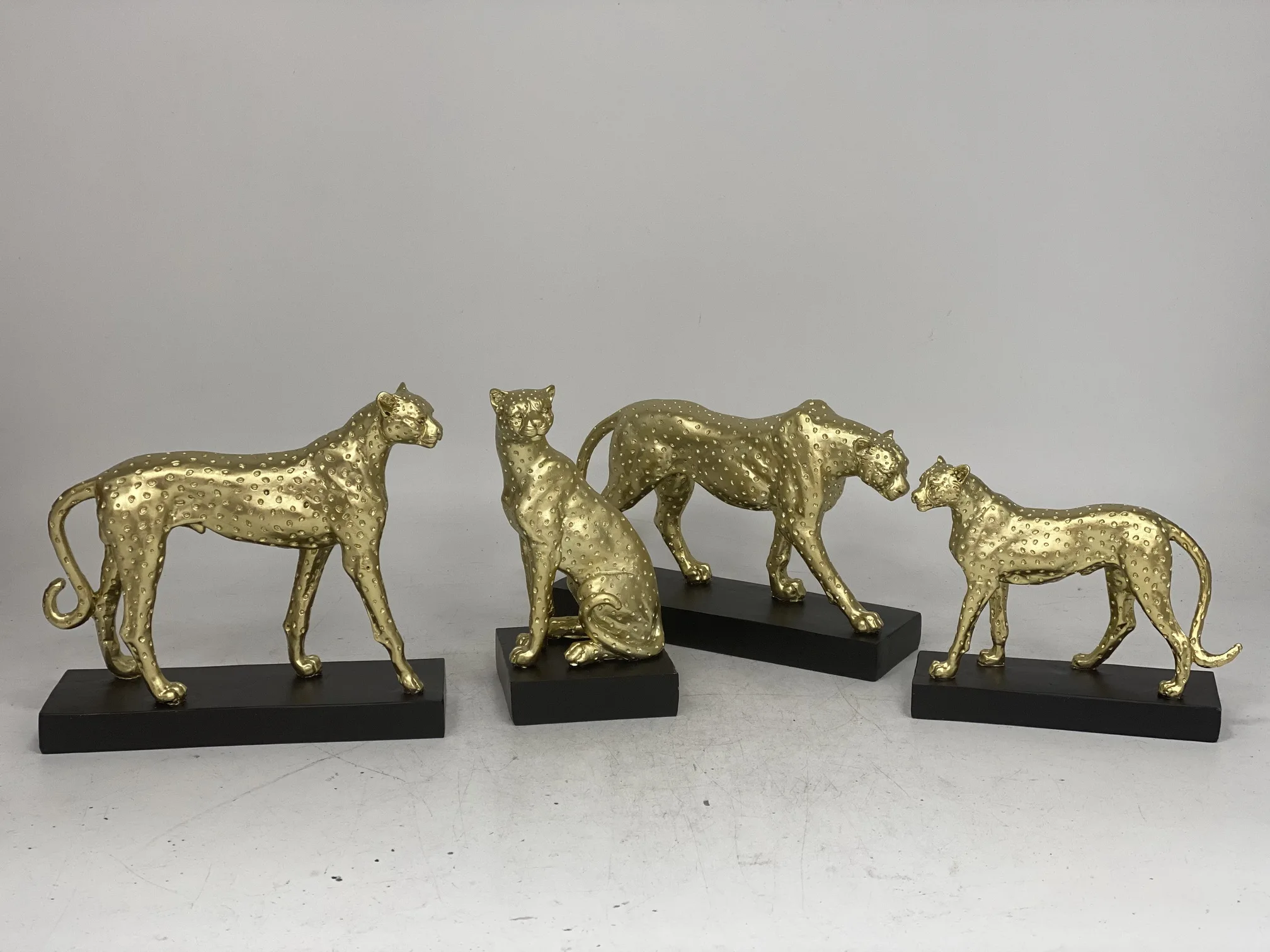 Античная Золотая полимерная леопардовая домашняя животная пантера Декоративная скульптура фигурка животного полимерная леопардовая статуя