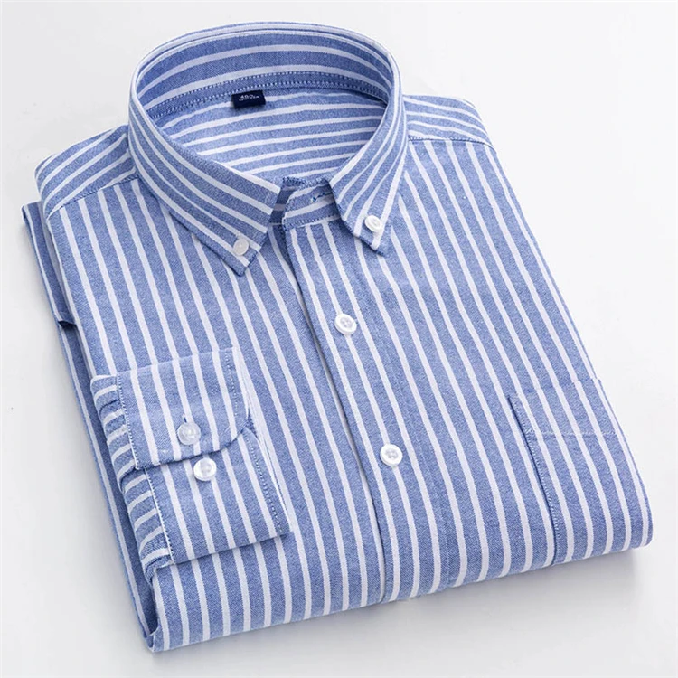 hot selling new design shirt cotton casual anti-wrinkle oxford striped men trendy cotton shirts for work