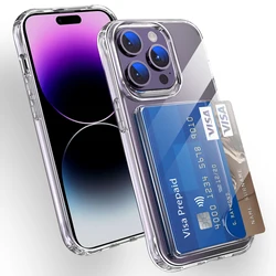 Mobile Phone Accessories Case Shockproof 1.5mm Transparent Cover Card Slot Purse Clear Phone Case For iPhone 14 Pro Max