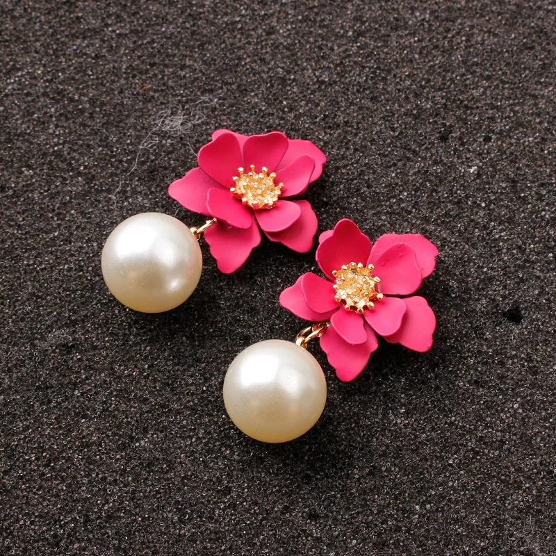 
Wholesale Bohemian Imitation pearl earrings petal accessories gold plated jewelry 