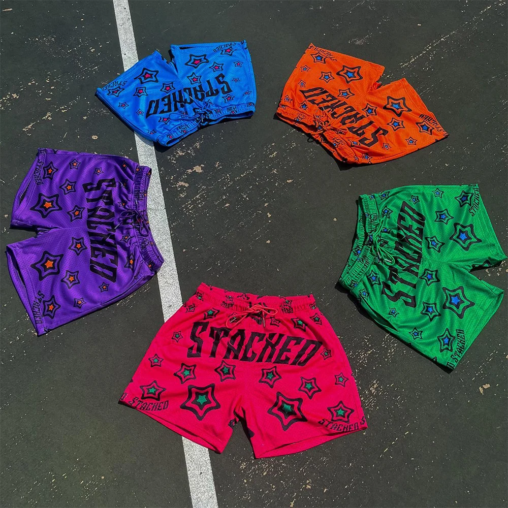 All-over print mesh shorts men Customized logo Fitness summer shorts men Polyester Breathable Quick Drying Shorts