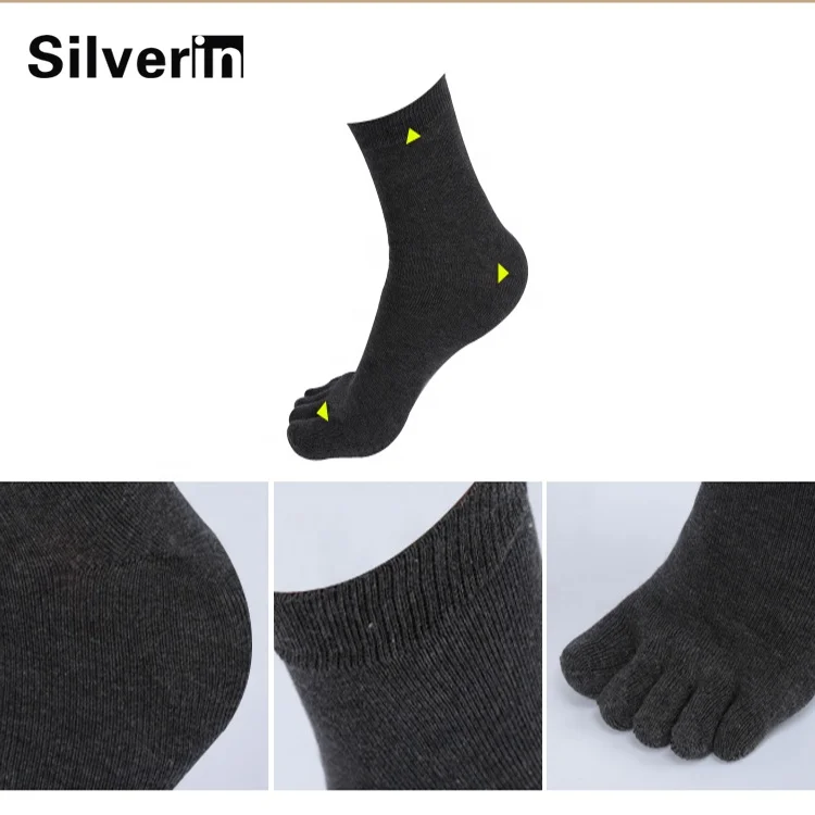 Comfortable silver anti-microbial deodorant cotton toes socks for men