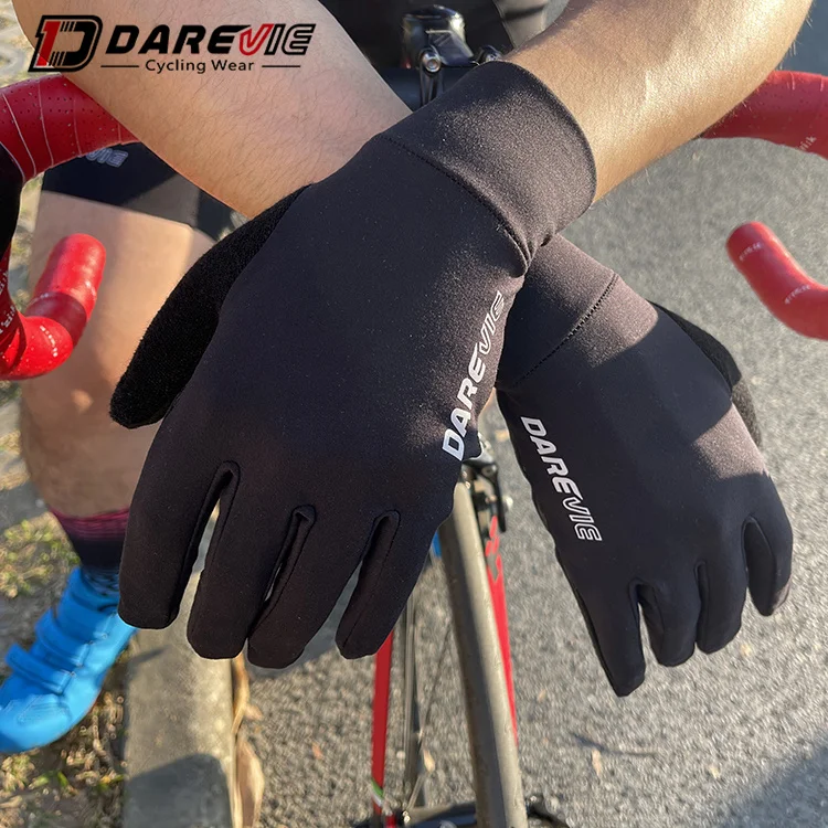 Darevie Fashion Men Thermal Biker Fleece Riding Sports Touch Gloves Thicker Fleece Lining Warm Gloves Winter Guantes