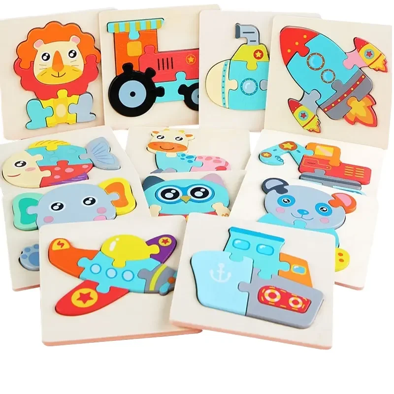 Geometric Wooden Snap Puzzle 1-7 Years Old Children Educational Building Blocks Early Learning Toys for Babies
