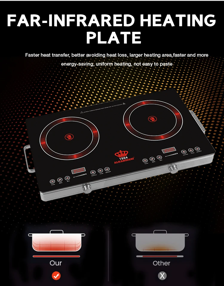 High Quality Wholesale Cheap Two Eye Cooker Double Induction Cooktop Double Burner Halogen Ceramic Cooktops