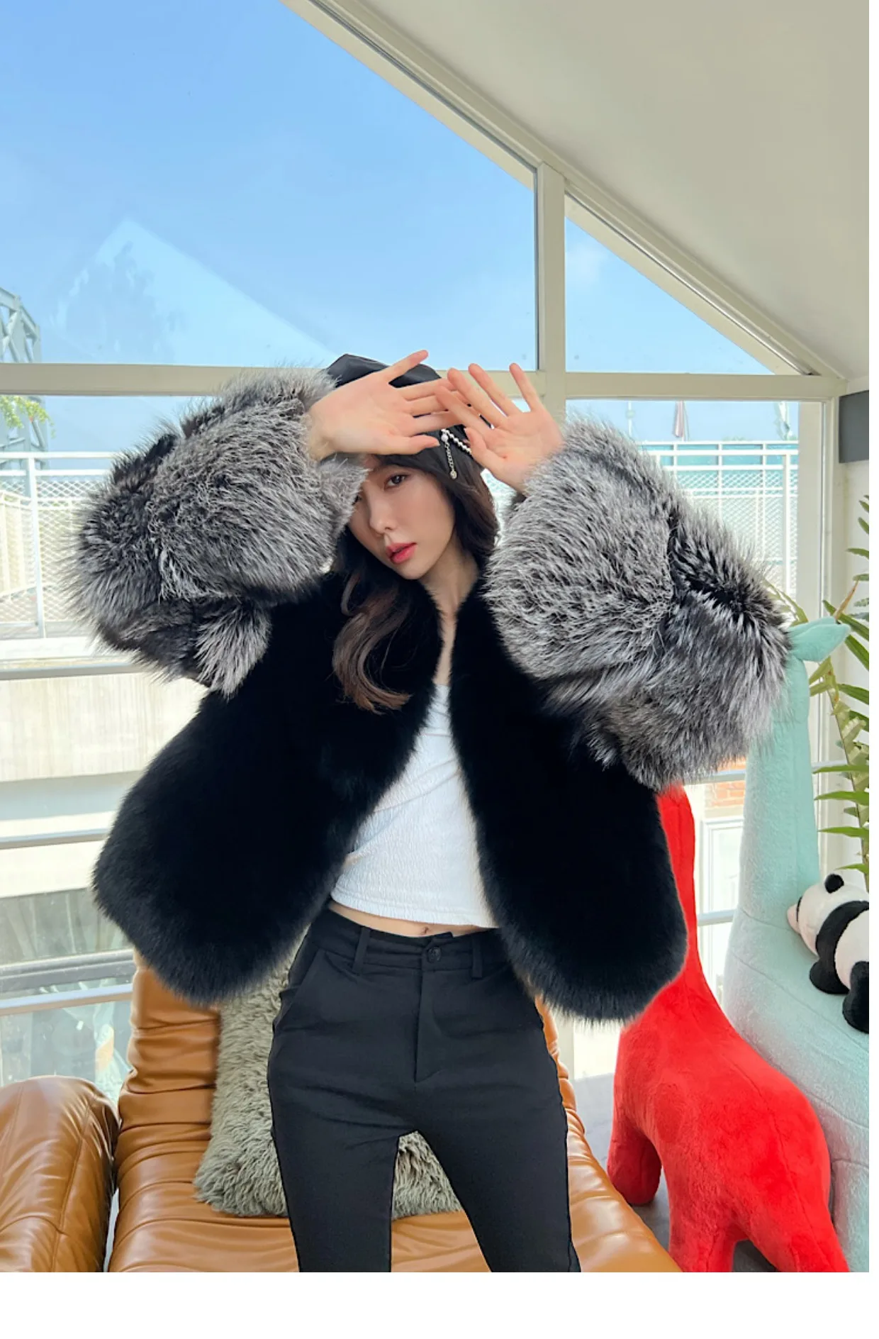 7165# 2023 women new fashion fox fur coat warm real mink fur coat for winter luxury fur coats for ladies women streetwear