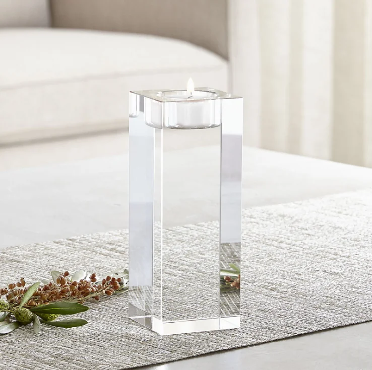 Square Clear Crystal Candle Holder Candlesticks Acrylic Tea Light Candle Holders Wedding Christmas Party DIY Decoration gift