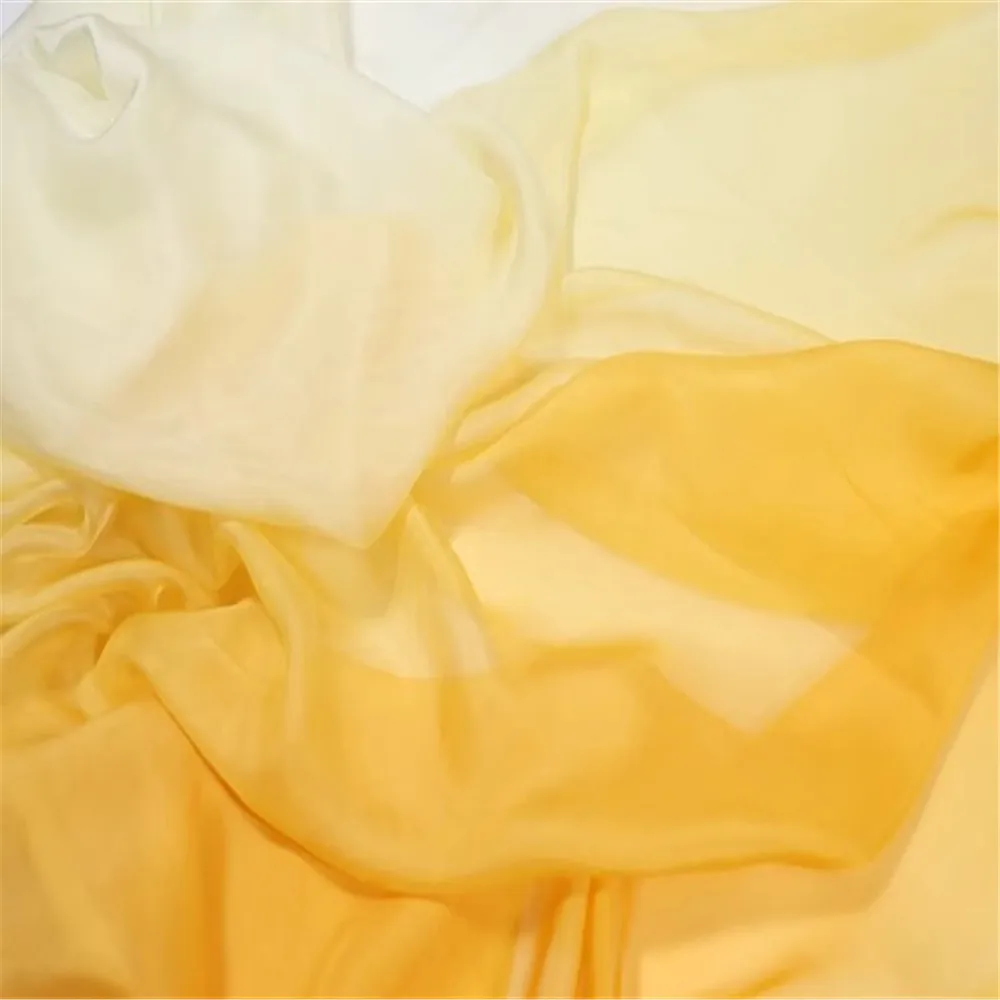 High Quality Sheer Soft 100% Gradient Color Ombre Natural Silk Chiffon Fabric for Girl Fashion Spring Dress