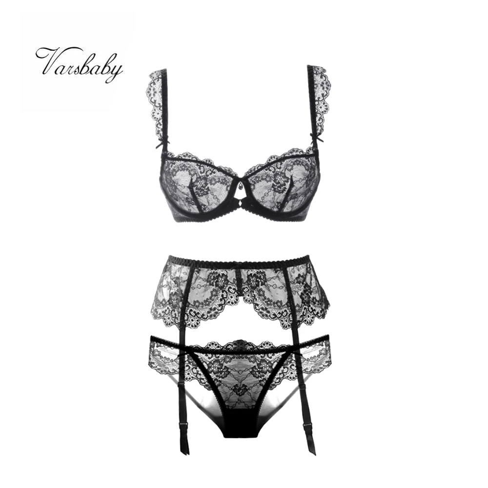 
Varsbabuy Women See-through Three-piece Underwear 
