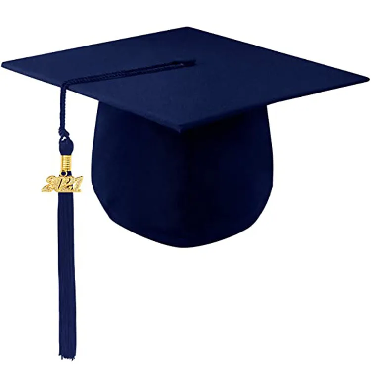 Matte navy Graduation Gown Cap Tassel Set 2020 2021 for High School and Bachelor Judge Costume