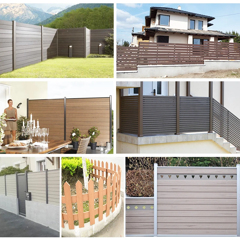 Decorative aluminum post privacy fence board plank plastic composite decor garden pvc fence panels set