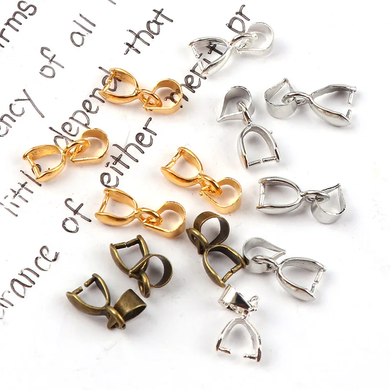 7mm Metal Clasps Pinch Clips Bails Charm Connectors Melon Seeds Pendant DIY Necklace Bracelet Connectors Jewelry Findings