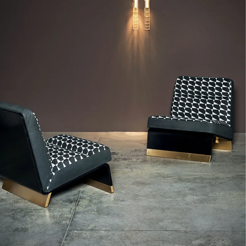 Italian light luxury single sofa chair designer creative zebra print leisure chair hotel villa model room chair
