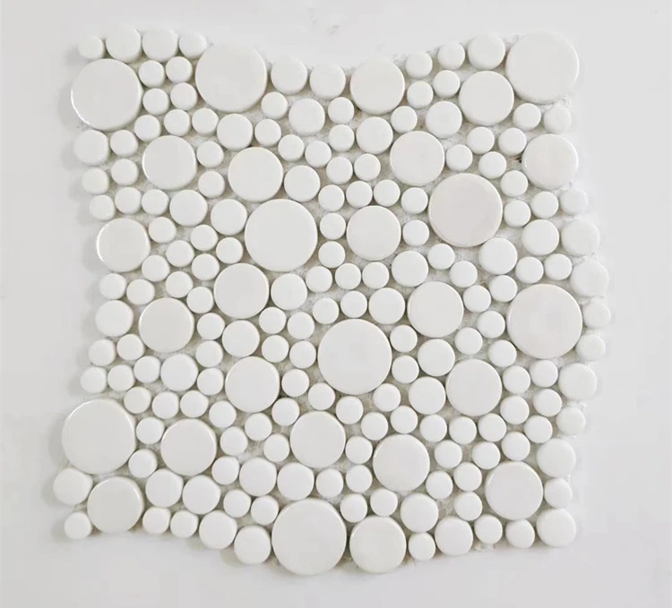 Circled/ Circular / Cycloid Round Shape White Glass Mosaic Tile