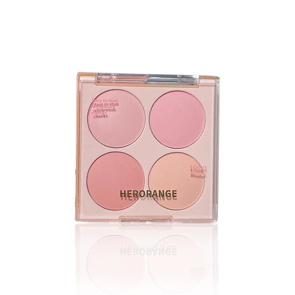 HERORANGE Sweet Four color blush Natural Nude Makeup Brighten Skin Tone Portable Makeup Blush Professional Facial Makeup Blush