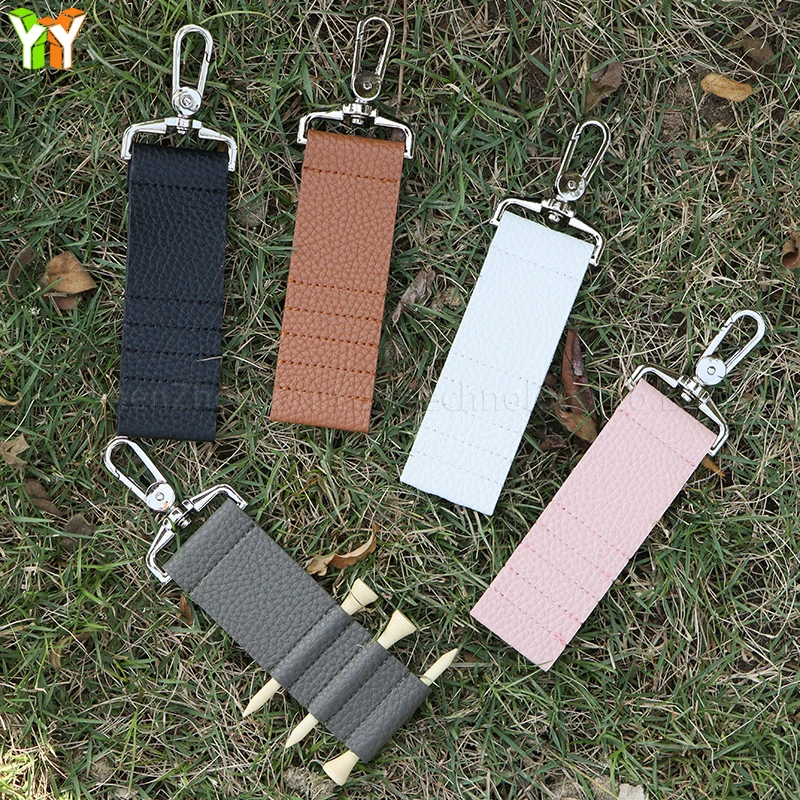 Stock Golfs Bag Belt Clip for Bag Accessories Leather Golfs Tees Holder Belt Golf Tees Storage Bag