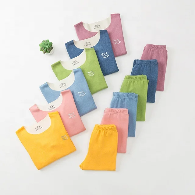 Custom High Quality Sleepwear For Girl Thermal Clothing Winter Childrens Solid Warm Pajamas Sets Kids Chest Pony Print Pyjamas