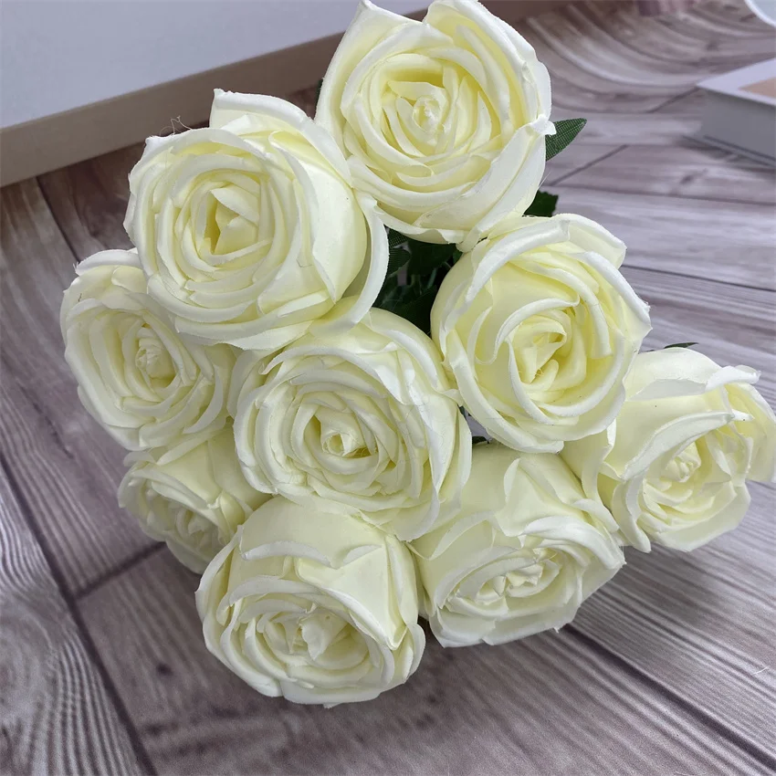QSLH-F470 artificial flowers 9 heads royal sik rose flowers artificial rose bouquets for wedding and home decoration