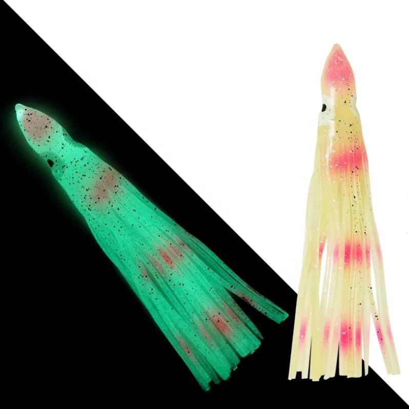 50mm 90mm 115mm Rubber octopus fishing lure Silicone glow hoochie soft octopus lure luminous squid skirts for 5pcs/bag