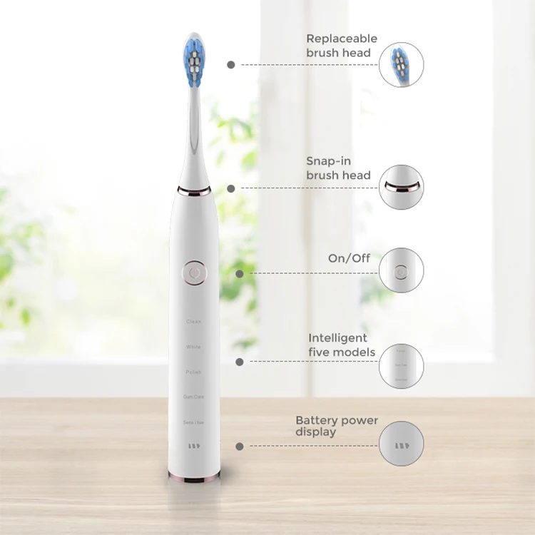 Waterproof oral cleaning sonic travel electr toothbrush with
