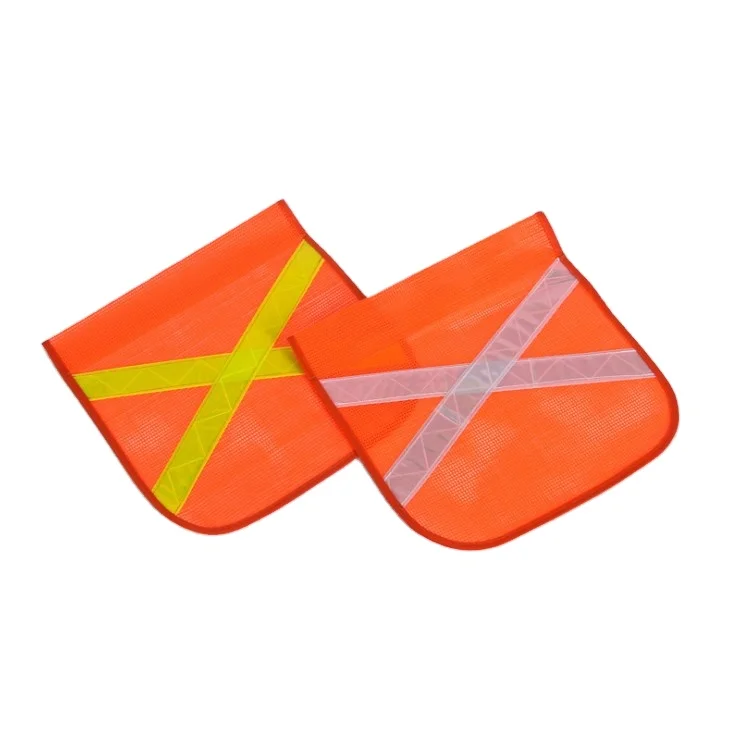 Orange Mesh Warning Caution Safety Flag X Shape Gold Or Silver PVC Fabric Custom Safety Flag