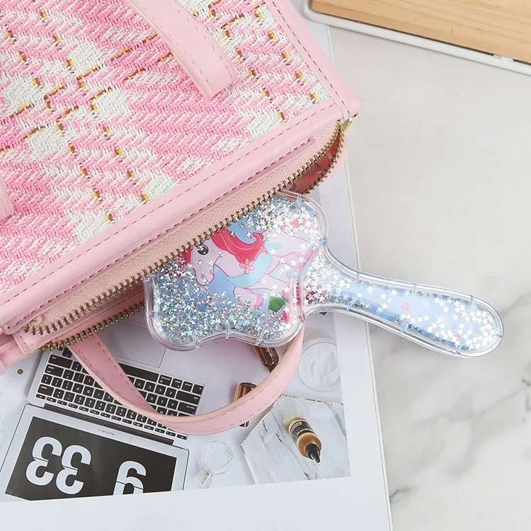 Manufacturer Star Shape Anti-Static Plastic Detangling Massage Hairbrush Children Cute Glitter Hair Brush with Sequins Quicksand