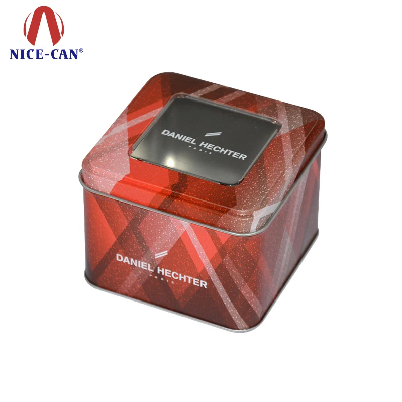 Оригинальный производитель, оптовая продажа, металлическая упаковочная жестяная коробка с окошком, высококачественные подарочные часы, жестяная коробка