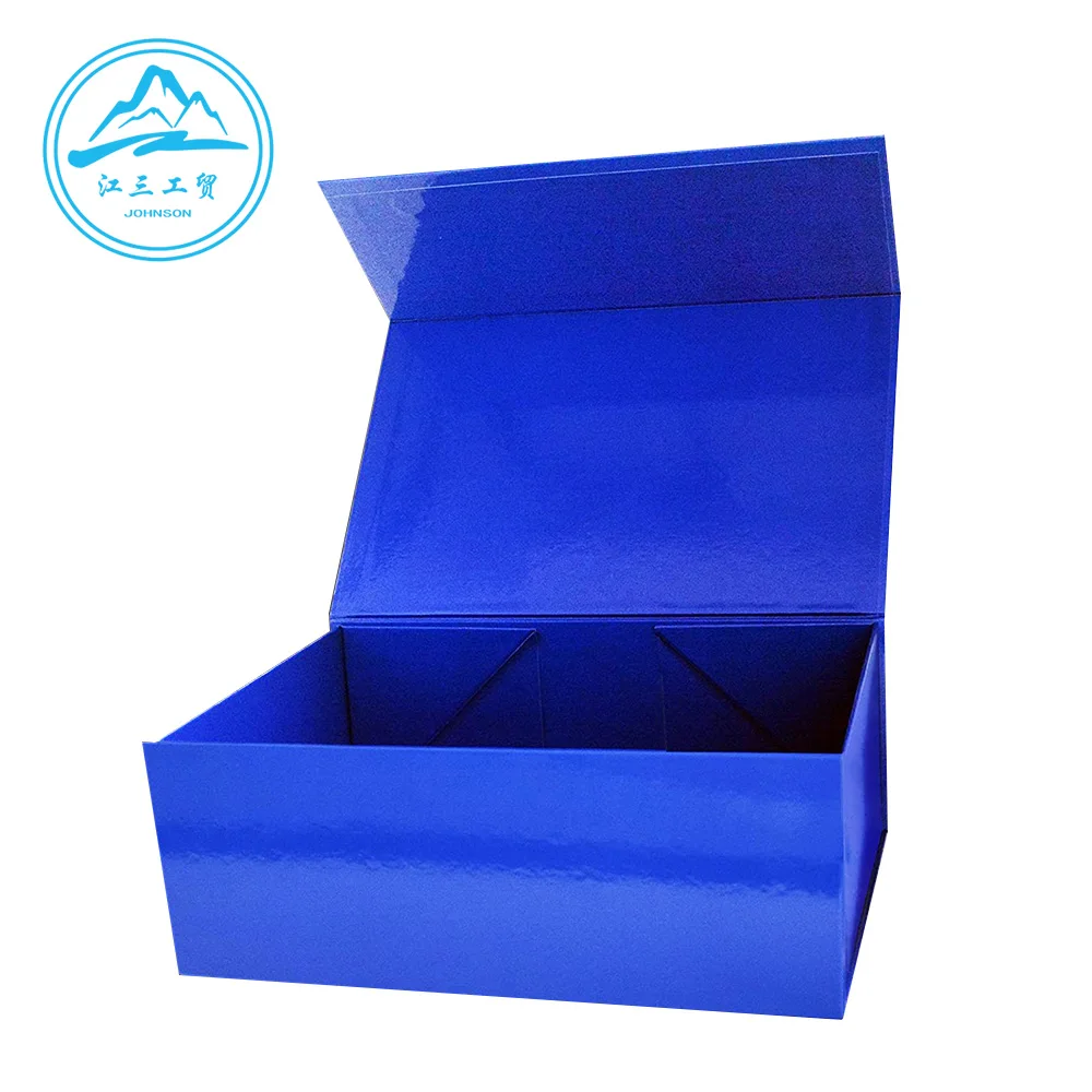 Gift Wine Box Rigid Paper Magnetic Closure Packaging Whiskey 2pcs Bottle Glass Luxury Blue Paper Board Handmade Folding Box