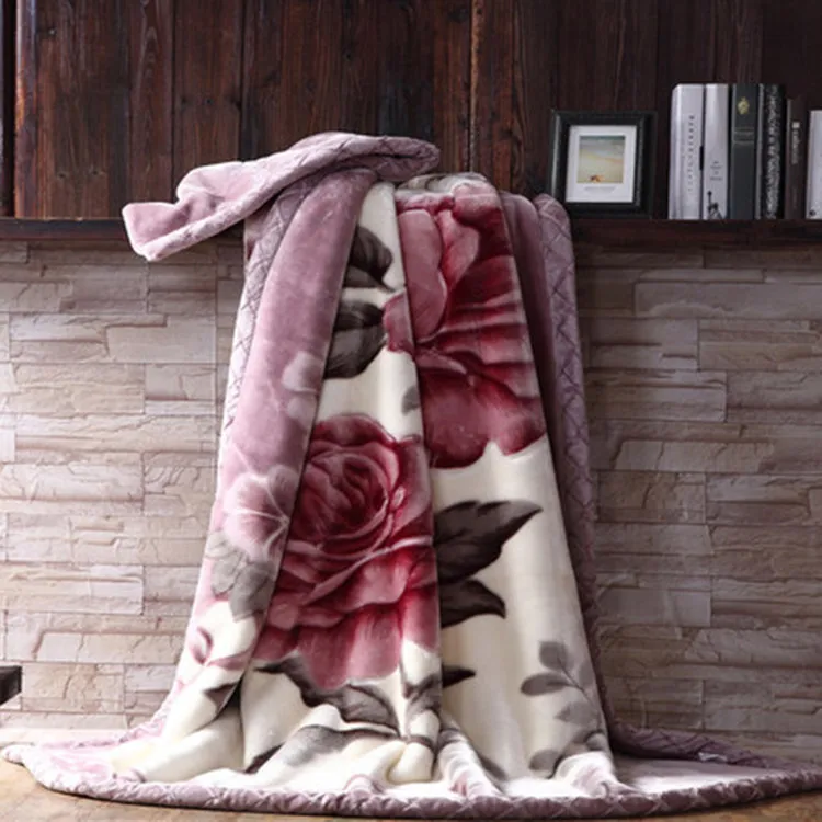 Blanket Double Thick Double Warm Coral Single Bed Blanket For Winter Woven Polyester Floral Sustainable Rectangular