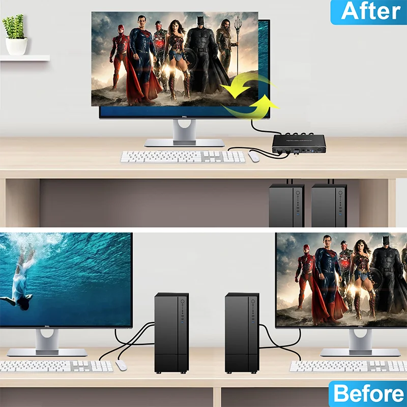 8K@60Hz/4K@120Hz 2 port HDMI2.1 KVM Switch HDR&D-olby vision USB3.0 HDMI KVM Switcher 2 in 1 out