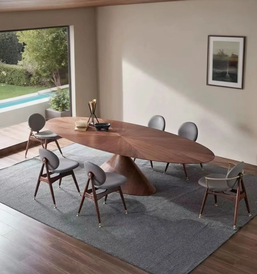 Italian designer flying saucer table balance all solid wood modern villa flat floor minimalist dining table
