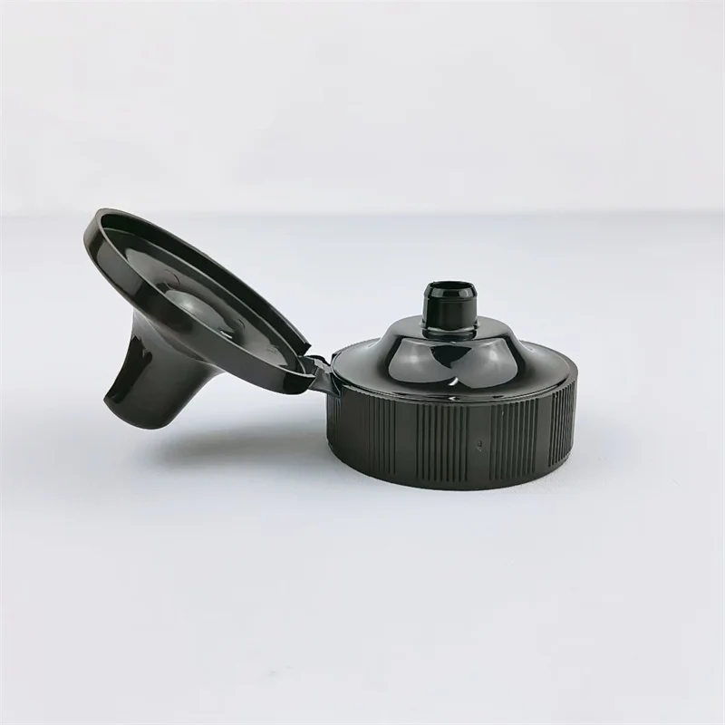 38-400 Black Plastic Flip Top Cap For Squeeze Sauce Bottle Cap With Silicone Valve