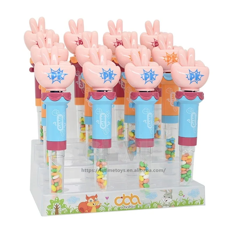 2024 Novelty design macaron color Interactive and Intelligence candy toy educational Rock-Paper-Scissors toy candy for kids
