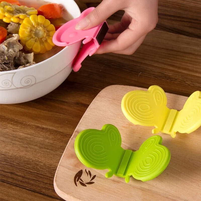 Butterfly Shaped Silicone Anti-scald Devices Fridge Magnet Kitchen Tool Insulation Plate Clamp