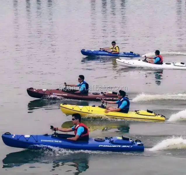 Professional One-Person Sea Kayak for Fishing 4m Pedal Canoe with Fiberglass Hull and 4-Stroke Engine for Touring