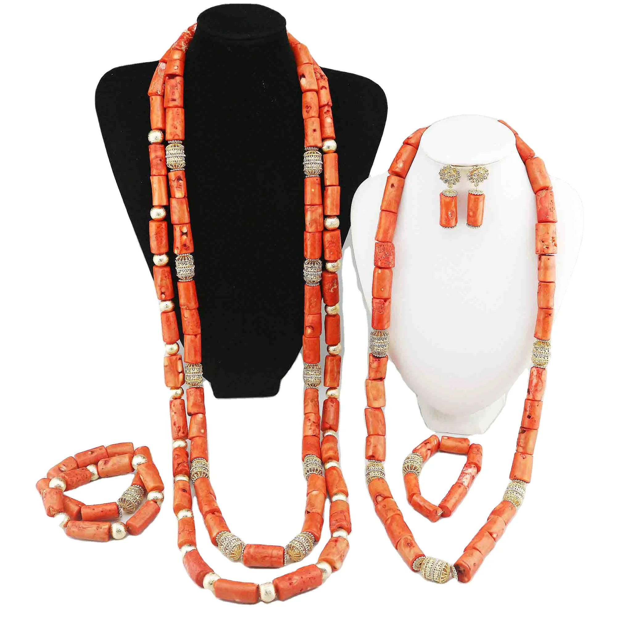 Hot china products wholesale african style wedding coral beads set jewelry 2023 latest design