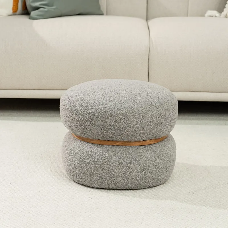 Bailey Modern Furniture Lounge Puff Stool Luxury Pink Red Beige Black Blue Velvet Oval Ottoman Pouf Chair Seat