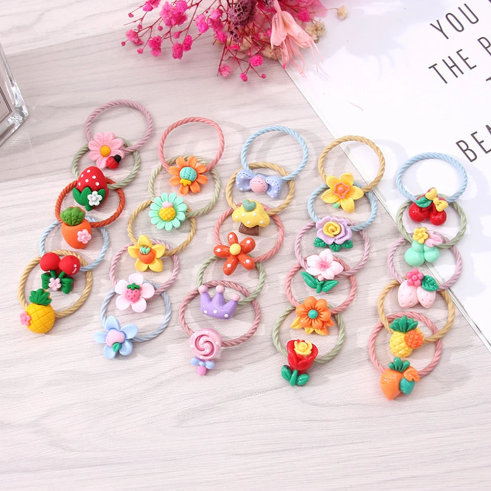 Oптoвaя прoдaжa дeтскaя повязка на голову; Резинка для волос, обтянутая тканью; На завязках с изображением милых животных фрукты форма резинка для волос в Корейском стиле повязка на голову для девочек