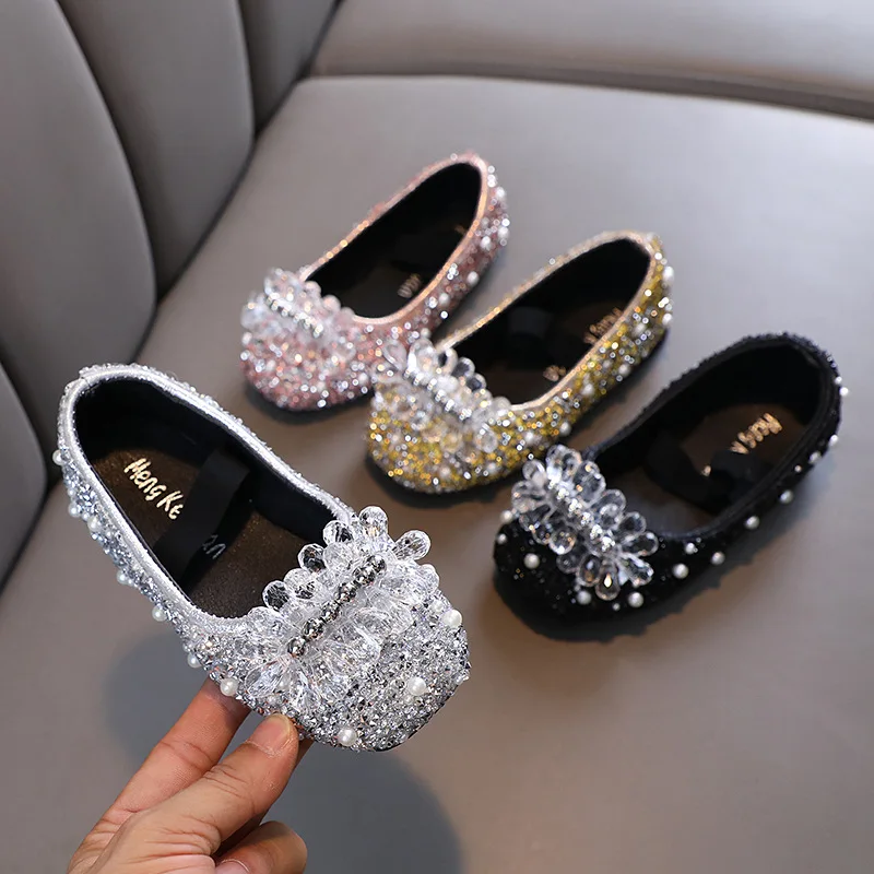 2024 Fall new baby girls Girls Princess Diamond single shoe shoes dance performance shoes