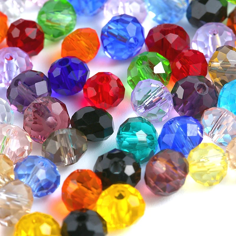Rainbow Crystal Brilliant Colorful Bulk Faceted  6mm Beaded Crystal Beads For Jewelry Making
