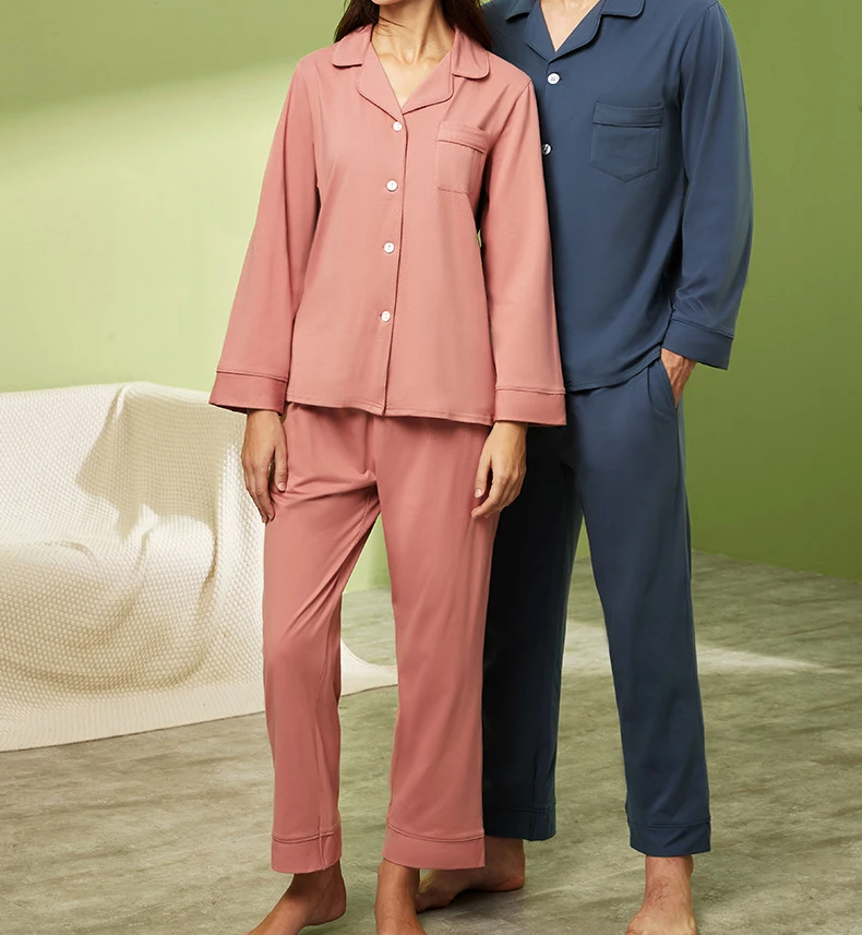Comfortable Classic Unisex Women and Men 2 piece cotton sleepwear  pajamas set women