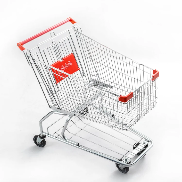 American style supermarket warehouse trolley spot galvanized sprayed carbon steel can be customized multi-color plastic parts