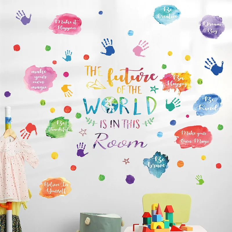 High quality hand graffiti inspirational discourse water proof stickers wall stickers school wall stickers for home decor