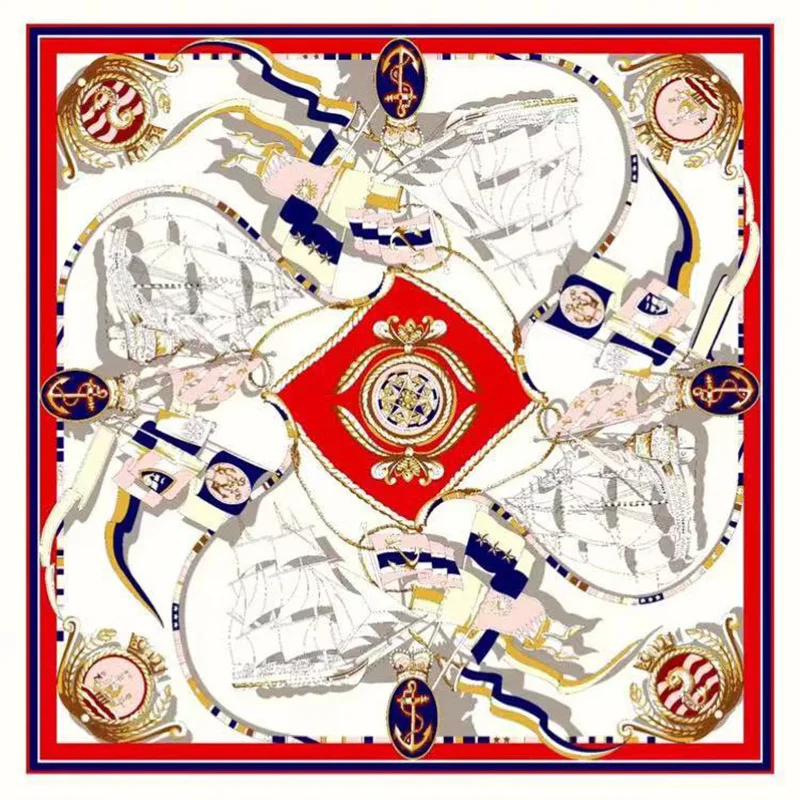 Ready to Ship 90*90cm Romantic Print Lightweight  Women big square Shawl Wrap scarf for ladies