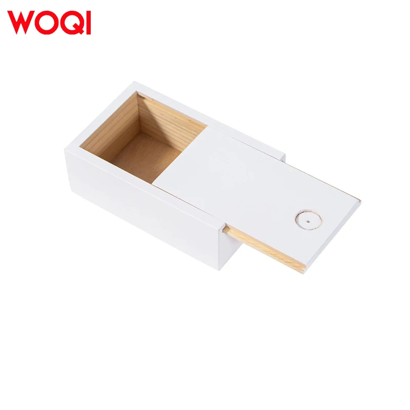 WOQI Hot Sale Unfinished Sliding Lid Wooden Tea Box Wine Packaging wedding gift for Home Decor Festivals