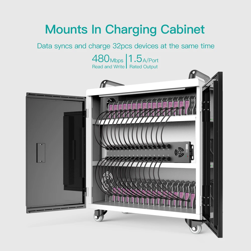 A-832 32 port usb hub  240W  powered usb hub splitter expansion phone charging station