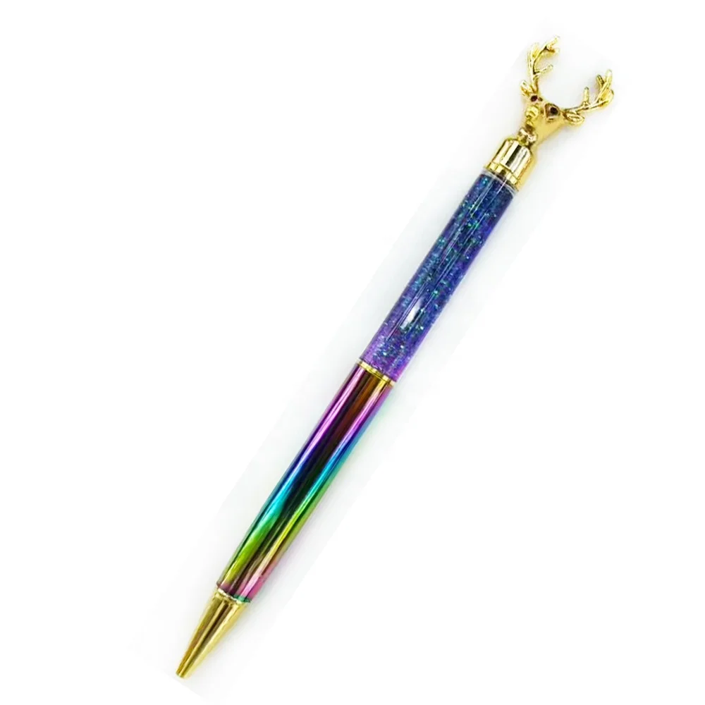 
Promotion custom floating glitter pen deer shape ball Pen cute empty DIY Glitter Ballpoint Pens 